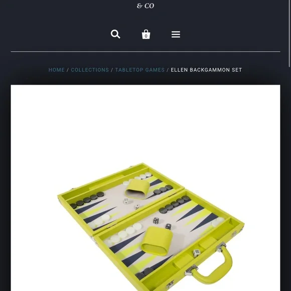 Ellen Backgammon Set Lime Vegan Leather Case Game By Brouk & Co 15x10.5” NEW - Picture 5 of 8